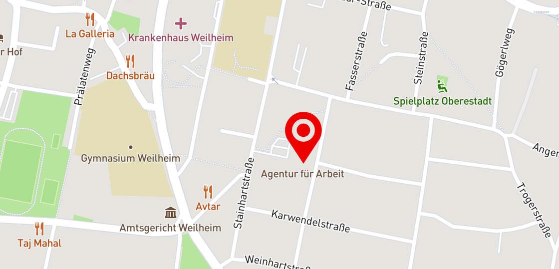 Karte Jobcenter Weilheim Schongau